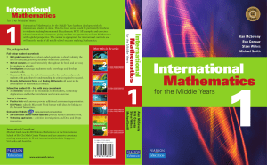 International Mathematics MYP 1 - Pearson 2007