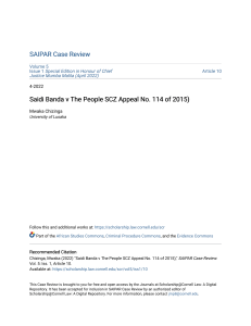 Saidi Banda v The People SCZ Appeal No. 114 of 2015)