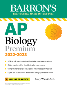 (Barron's Test Prep) Mary Wuerth - AP Biology Premium, 2022-2023  5 Practice Tests + Comprehensive Review + Online Practice-Barrons Educational Services (2022)