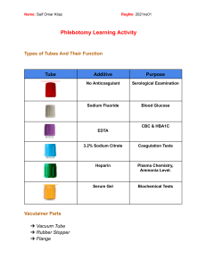 Phlebotomy learning activity