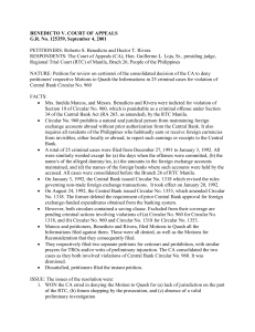 Benedicto v. Court of Appeals: Central Bank Circular 960 Case