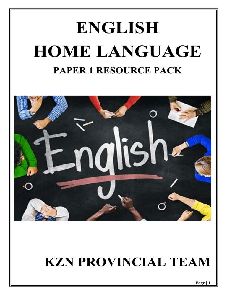 ENGLISH HL RESOURCE PACK G12 PAPER 1 2020