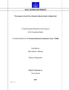 COVID-19 Impact on Student Mental Health: Makati Thesis