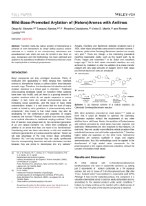 Mild-base-promoted arylation of  hetero arenes with anilines