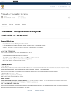 Analog Communication Systems – Courseware    Centurion University