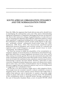 Todes 2001.South African urbanisation dynamics and the normalisation thesis