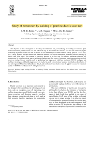 Study of restoration by welding of pearlitic ductile cast iron 2