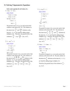 5.3  Solving trigonometric equations