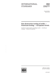 ISO 23277-2015 Non-destructive testing of welds-Penetrant testing-Acceptance levels