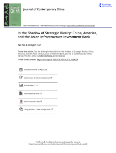 In the Shadow of Strategic Rivalry China America and the Asian Infrastructure Investment Bank