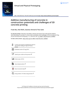 Additive manufacturing of concrete in construction potentials and challenges of 3D concrete printing
