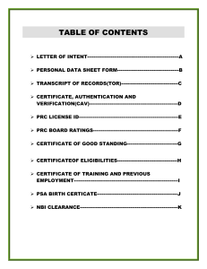 T-1 TABLE OF CONTENTS