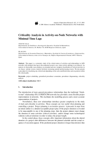 Valls Lino 2001 Criticality Analysis in Activity-on-Node Networks with Minimal Time Lags