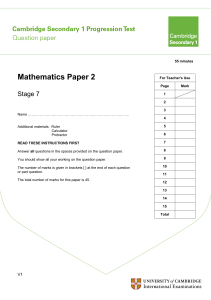 Stage 7 Mathematics Exam Paper