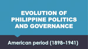 Philippine Politics & Governance: American Period