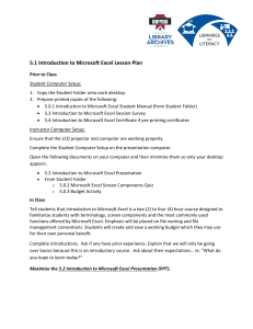 5-1 Introduction to Microsoft Excel Lesson Plan