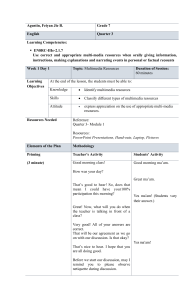 Multimedia Resources Lesson Plan for Grade 7 English