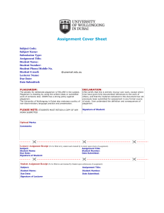 UOWD Cover Sheet-Assignments and Projects