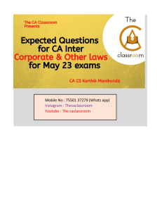 Expected Questions for May 23 Exams - Corporate and other laws