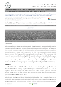 Correlation Analysis of the Effect of Atmospheric Factors on the Negative Effect on the Health of the Population of Tijuana, Baja California, Mexico 
