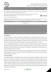 Evaluation of Mathematical Algorithms and Education Technology Used to Improve the Operative Yield in an Electronic Industry in Tijuana, Baja California, Mexico 