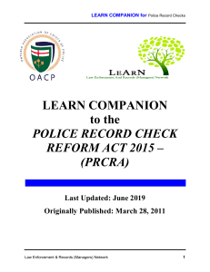 Police Record Check Reform Act 2015 June 2019