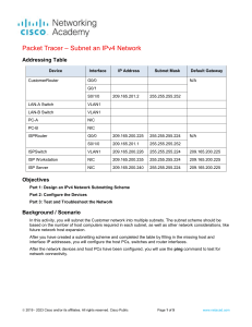 11.5.5 Packet Tracer - Subnet an IPv4 Network