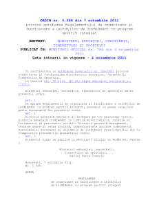 Ordinul MECTS nr. 5568 din 2011 (ROF inv sportiv integrat)