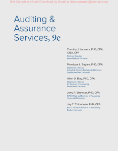 [eBook] [PDF] Auditing & Assurance Services 9e Timothy Louwers, Penelope Bagley, Allen Blay, Jerry Strawser, Jay Thibodeau