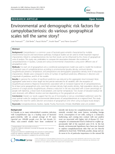 Environmental and demographic risk factors for campylobacteriosis - Do various geographical scales tell the same story - Arsenault et al 2012