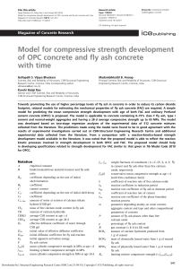Model for compressive strength development of OPC concrete and fly ash concrete with time
