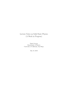 Lecture Notes on Solid State Physics Daniel Arovas May 2018 UCSD