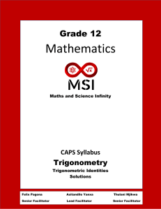 Trigonometric Identities Revision Booklet Solutions