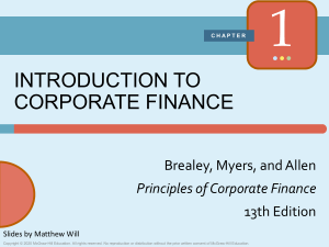 INTRODUCTION TO CORPORATE FINANCE
