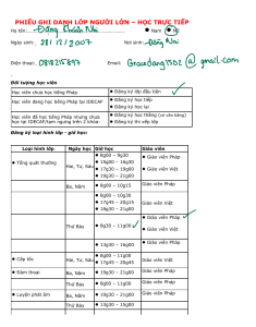 Registračný formulár kurzu francúzštiny