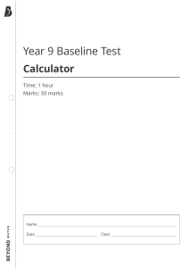 Year 9 Baseline Test - Calculator