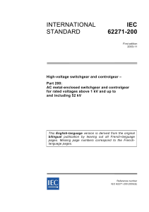 High voltage switchgear and controlgear