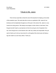 Tribute to My Teacher (Ms. Jeane)