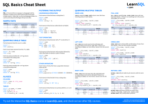 SQL Basic Cheatsheets