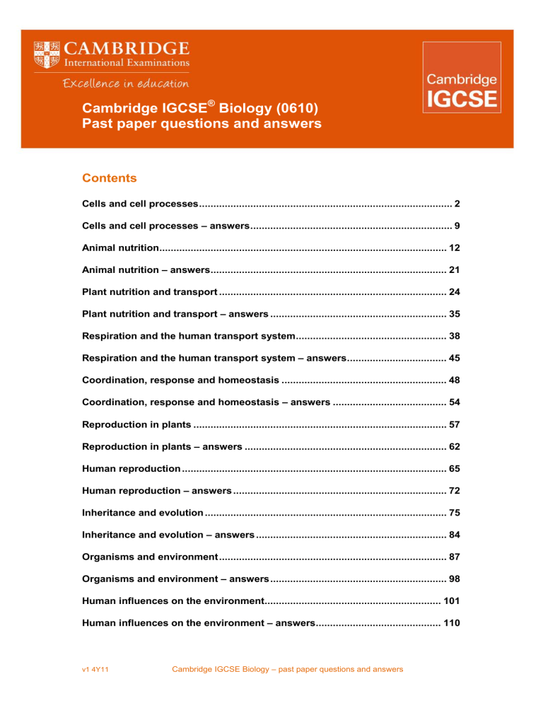 Cambridge IGCSE Biology (0610) Past Paper Questions And ( PDFDrive )