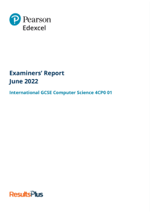 June 2022 computer science examiner's report