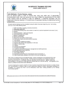 CF FSP 5268 In-Service Training Record