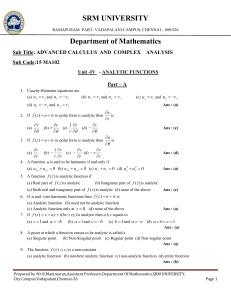 Advanced Calculus & Complex Analysis Exam Questions