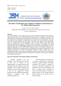 The effect of education and training on employee performance.