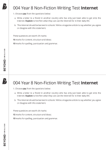 Year 8 Non-Fiction Writing Test: Internet