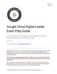 Google Cloud Digital Leader - Exam Preparation - walkrinthecloud.com