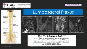Lecture No.4 Lumboscaral Plexus & Injuires by Dr Chaman Lal PT