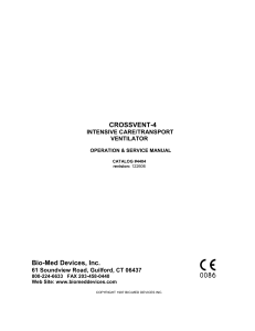 Bio-Med Crossvent-4 Intensive Care Transport Ventilator Operation and Service Manual