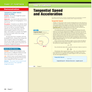 Tangential Speed and Acceleration