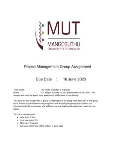 Project Management Group Assignment 2023